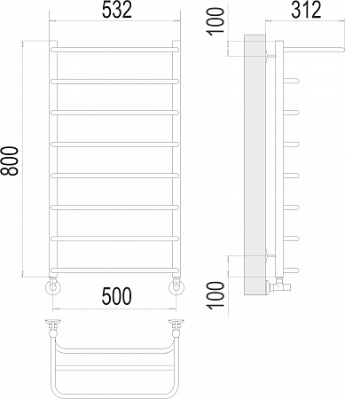 Полка П8 500х800  Полотенцесушитель  TERMINUS Белово - фото 3