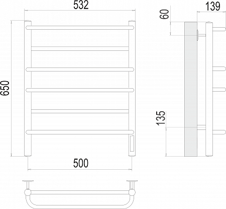 Евромикс П6 500х650 Электро (quick touch) Полотенцесушитель  TERMINUS Белово - фото 3