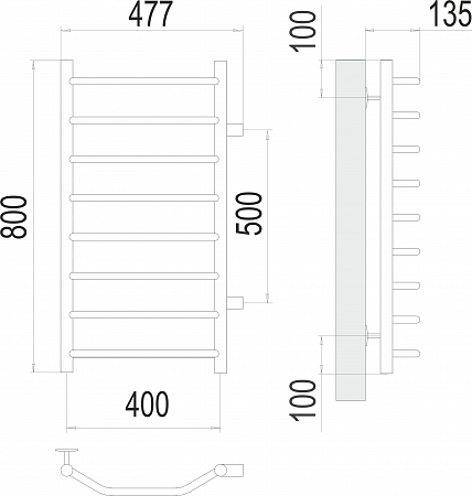 Виктория П8 400х800 бп500 Полотенцесушитель  TERMINUS Белово - фото 3