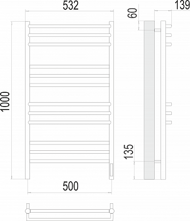 Прато П12 500х1000 электро (sensor quick touch) Полотенцесушитель  TERMINUS Белово - фото 3