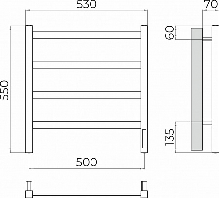 Ното П4 500х550 Электро (quick touch) Полотенцесушитель TERMINUS Белово - фото 3