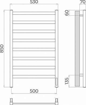 Ното П8 500х850 Электро (quick touch) Полотенцесушитель TERMINUS Белово - фото 3