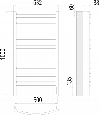 Классик П12 500х1000 электро (sensor quick touch)  Полотенцесушитель TERMINUS Белово - фото 3