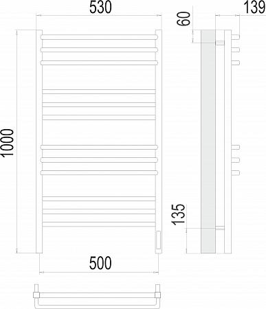 Соренто П12 500х1000 электро (sensor quick touch) Полотенцесушитель  TERMINUS Белово - фото 3