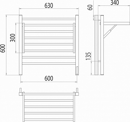 Горизонт П8 600х600 электро (sensor quick touch) Полотенцесушитель TERMINUS Белово - фото 5