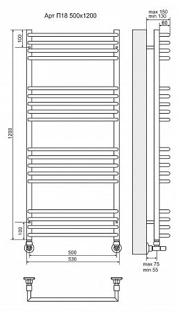 Арт П18 500х1200 Полотенцесушитель TERMINUS Белово - фото 3 Арт П18 500х1200 Полотенцесушитель TERMINUS Белово - фото 3