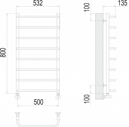 Стандарт П8 500х800  Полотенцесушитель  TERMINUS Белово - фото 3
