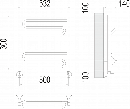 Юпитер П6 500х600 Полотенцесушитель  TERMINUS Белово - фото 3