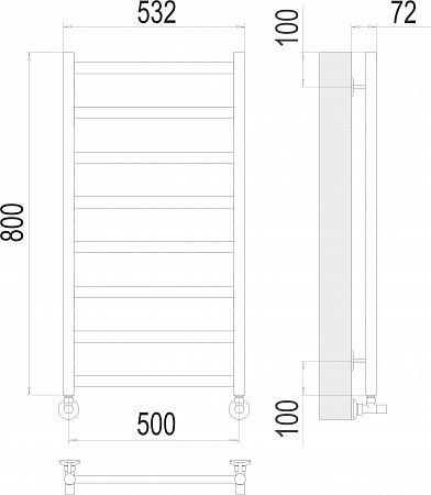 Аврора П8 500х800 Полотенцесушитель  TERMINUS Белово - фото 3