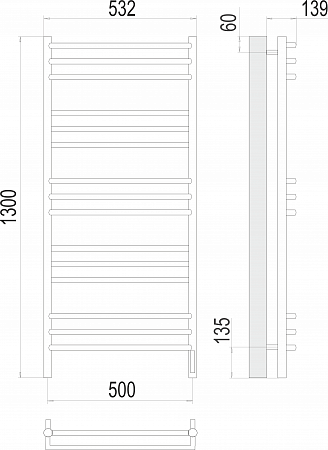 Прато П15 500х1300 электро (sensor quick touch) Полотенцесушитель  TERMINUS Белово - фото 3