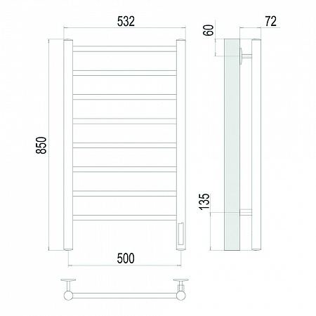 Аврора П8 500х850 Электро Полотенцесушитель TERMINUS Оружейная сталь Белово - фото 4 Аврора П8 500х850 Электро Полотенцесушитель TERMINUS Оружейная сталь Белово - фото 4