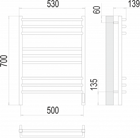 Соренто П9 500х700 электро (sensor quick touch) Полотенцесушитель  TERMINUS Белово - фото 3