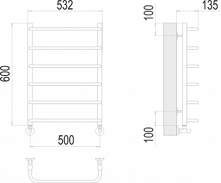 Стандарт П6 500х600  Полотенцесушитель  TERMINUS Белово - фото 3