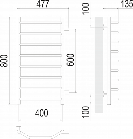Виктория П8 400х800 бп600 Полотенцесушитель  TERMINUS Белово - фото 3